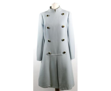 Christian Dior, Diorling - London: a circa late 1950s/early 1960s duck egg blue wool dress, Diorling label no.3318, the shift