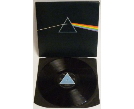 Pink Floyd 1973 Album 'The Dark Side of the Moon'. 1st Pressing Solid Light Blue Triangle Harvest Label (SHVL 804) with 2 pos