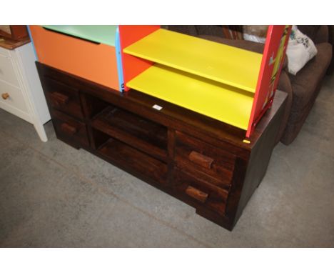 A hardwood TV stand fitted four drawers