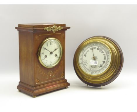 Early 20th century mahogany cased mantel clock, movement stamped for 'Gustav Becker, Silesia' (H31cm), and a late 20th centur