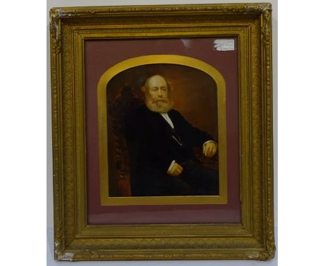 English School (Late 19th century): 'Spenceley Brown', oil overpainted photographic portrait, inscribed verso 30cm x 26cm Con