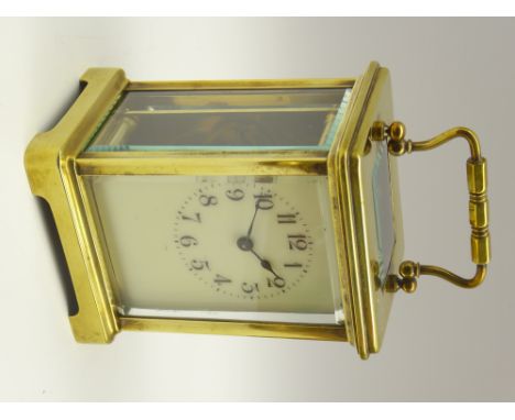 Small late 20th century French brass cased carriage clock, H12cm Condition Report & Further Details Click here for further im