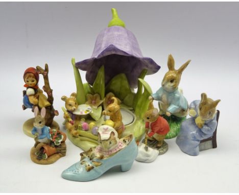 Beatrix Potter figures; Beswick 'Cottontail', two Royal Albert, two Border Fine Arts, Villeroy & Boch tea light holder and a 
