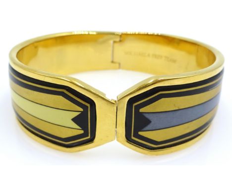 Michaela Frey gilt and enamel hinged bangle, geometric design Condition Report & Further Details Click here for further image
