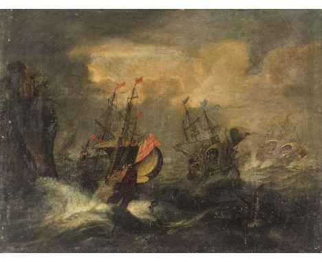 (Anversa, 1608 - Parigi, 1660)Fortuna di mareOlio su tela, cm 75X100Questa scena di Fortuna di mare esibisce buone qualità pi
