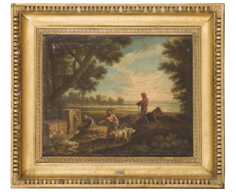 (Roma, 1695 - 1741)Pastori alla fonteOlio su tela, cm 39X47Il Locatelli si inserisce nel difficile ambiente artistico capitol