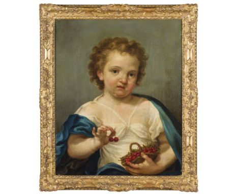 (Venezia 1712 - 1798)Ritratto di bambina con ciliegieOlio su tela, cm 47X36,5L'autore di questo dipinto si può identificare i