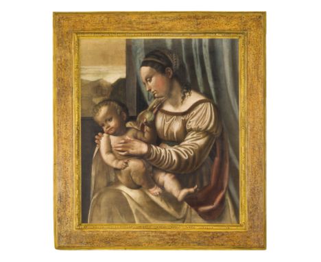 (Lodi, 1500 - 1561) Madonna con BambinoTempera su tela, cm 80X68Provenienza:New York, Sotheby's, 27 gennaio 2006, lotto 287 (