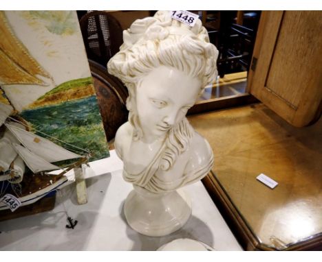 Ceramic figure head on a plinth base. Not available for in-house P&amp;P 