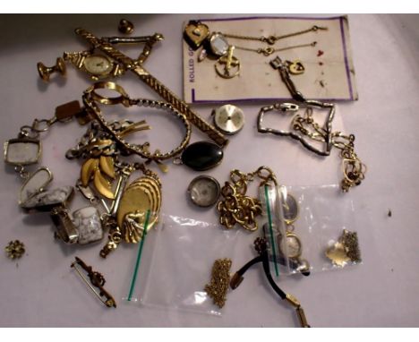 Mixed vintage costume jewellery and watches, including some silver. UK P&amp;P Group 1 (£16+VAT for the first lot and £2+VAT 