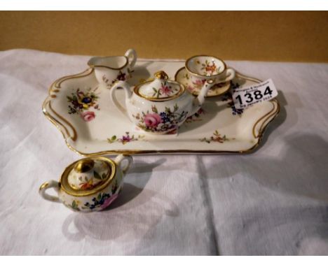 Hammersley miniature tea set, tray L: 20 cm, teapot H: 50 mm. UK P&amp;P Group 2 (£20+VAT for the first lot and £4+VAT for su