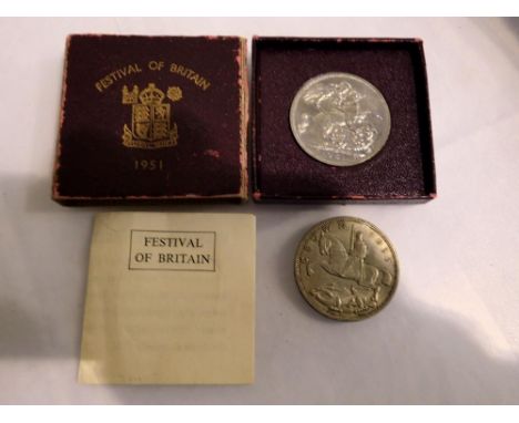 1935 crown and a boxed 1951 Festival of Britain crown. UK P&amp;P Group 1 (£16+VAT for the first lot and £2+VAT for subsequen