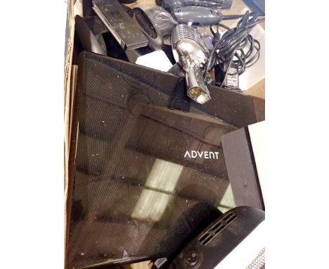 Box of mixed electricals, laptop and mobile phones etc. All electrical items in this lot have been PAT tested for safety and 