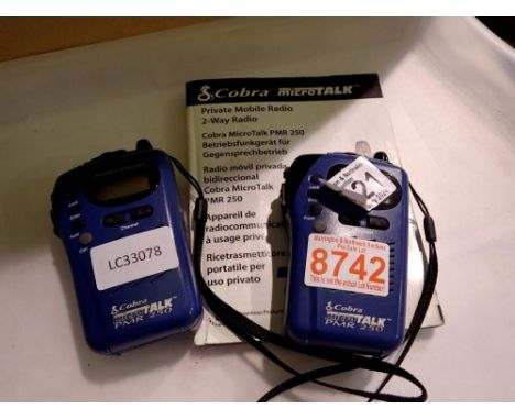 Cobra micro talk pair of two-way radios with instructions. UK P&amp;P Group 1 (£16+VAT for the first lot and £2+VAT for subse