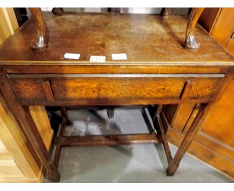 1920s oak console table with single drawer, 60 x 40 x 75 cm. Not available for in-house P&amp;P 