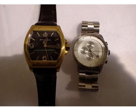Two gents wristwatches French Connection and Jeff Banks, one with stainless strap and other canvas strap. UK P&amp;P Group 1 