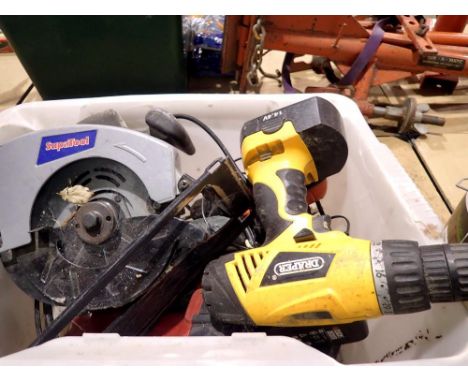 Mixed power tools including a rotary saw and a drill etc. All electrical items in this lot have been PAT tested for safety an