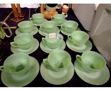 Twenty two piece Arcopal glass tea service. Not available for in-house P&amp;P 