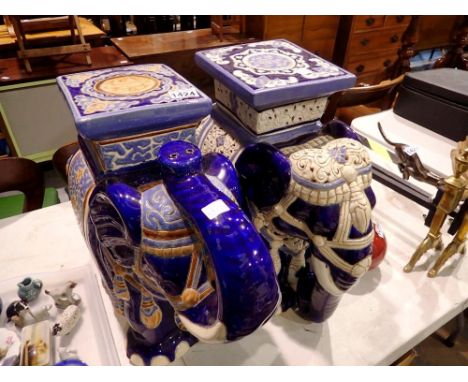Two large ceramic elephants, H: 46 cm. Not available for in-house P&amp;P 