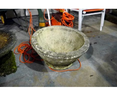 Reconstituted stone circular planter, D: 46 cm. Not available for in-house P&amp;P 