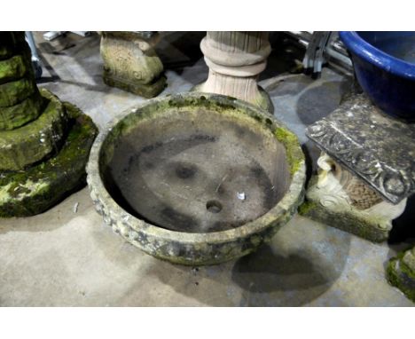 Large circular sandstone planter, D: 77 cm. Not available for in-house P&amp;P 
