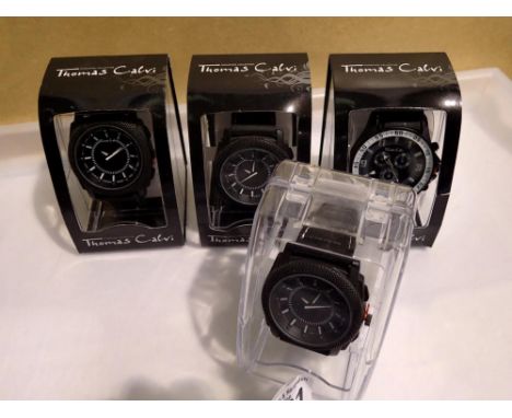 Four Thomas Calvi gents wristwatches. UK P&amp;P Group 1 (£16+VAT for the first lot and £2+VAT for subsequent lots) 