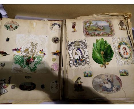 Original Victorian scrapbook in poor condition, 54 sides have scraps ( every page ). UK P&amp;P Group 1 (£16+VAT for the firs
