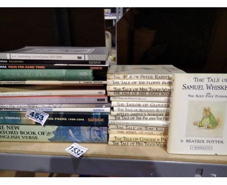 Shelf of poetry and Beatrix Potter books. Not available for in-house P&amp;P 