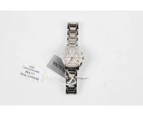 BULOVA. Bulova chronograph ladies wrist watch. 96R19. RRP £429. (Boxed) BOOK A VIEWING TIME SLOT ON OUR WEBSITE FOR THIS LOT.