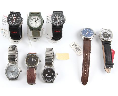 TIMEX. Eight Timex wrist watches, including three Quartz 1854 and three Expedition. (Boxed) BOOK A VIEWING TIME SLOT ON OUR W