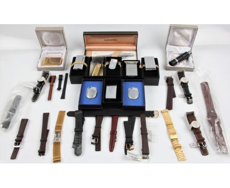 Various - money clip, lighters, SHEAFFER pen and pencil, RADO straps and mixed straps. BOOK A VIEWING TIME SLOT ON OUR WEBSIT
