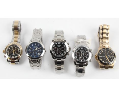 ACCURIST. Five Accurist chronograph wrist watches. (Boxed) BOOK A VIEWING TIME SLOT ON OUR WEBSITE FOR THIS LOT. IMPORTANT: O