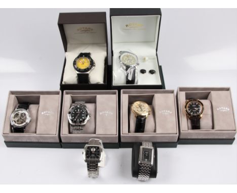 ROTARY. Eight Rotary wrist watches. (Part-Boxed) BOOK A VIEWING TIME SLOT ON OUR WEBSITE FOR THIS LOT. IMPORTANT: Online bidd