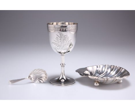 A VICTORIAN SILVER GOBLET,&nbsp;by Henry John Lias &amp; Henry John Lias, London 1873, the bowl engraved with foliate sprays 