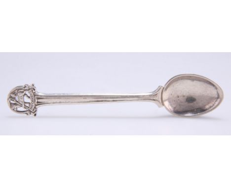 A GEORGE V SILVER REGIMENTAL COFFEE SPOON,&nbsp;by Omar Ramsden, London 1924, Rat Tail pattern, in Arts and Crafts style, for