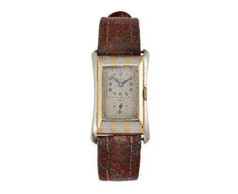 A GENTLEMAN'S ROLEX PRINCE BRANCARD STRAP WATCH, rectangular ivory "Doctors" dial signed Rolex Prince, higher dial has Arabic