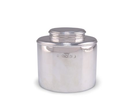 A GEORGE III SILVER TEA CADDY,&nbsp;by Thomas Phipps, Edward Robinson &amp; James Phipps, London 1812, squat cylindrical with