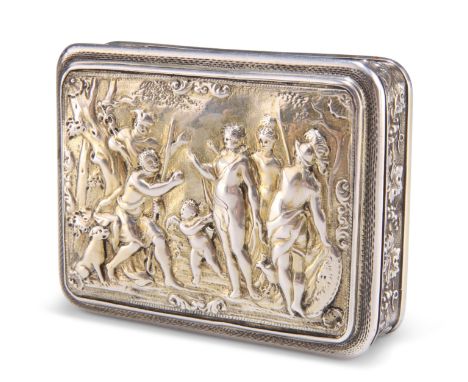 A GEORGE III SILVER-GILT SNUFF BOX, by Joseph Ash I, London 1809, rectangular with rounded corners, the sides decorated with 