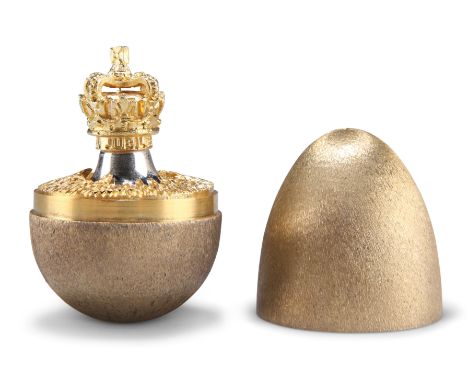 AN ELIZABETH II SILVER-GILT LIMITED EDITION SURPRISE EGG,&nbsp;by Stuart Devlin, London 1977, no. 193, the textured body open