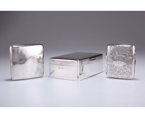 A GEORGE V SILVER CIGARETTE BOX,&nbsp;by Padgett &amp; Braham Ltd, London 1939, plain rectangular with hinged cover;&nbsp;tog
