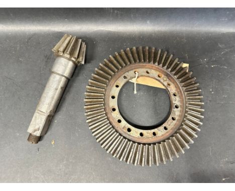 A Bugatti crown wheel and pinion.