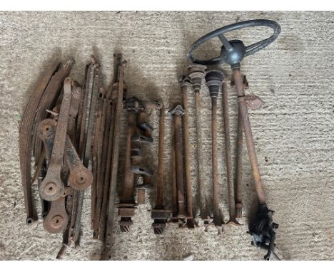 A selection of axle and suspension components and steering column to suit vintage cars, believed to be Austin.