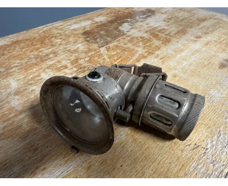An acetylene bicycle lamp, maker unknown. 