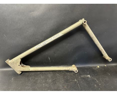 A vintage nickel plated motorcycle frame, no serial stamps present. 