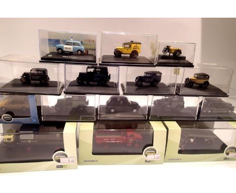 Fifteen 1/72 scale OO gauge Oxford diecast vehicles, various types, mostly in excellent condition, boxes with wear. P&amp;P G
