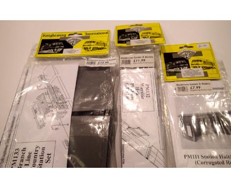 Three KNightwing OO scale plastic kits; Country Station, Wayside Platform and Station Halt Shelter. All new in packets with s