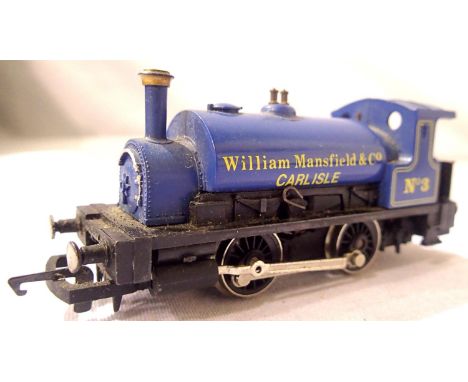 Hornby 0.4.0. Saddle Tank, Blue, William Mansfield Carlisle no.3 in very good condition (missing one coupling), unboxed. P&am