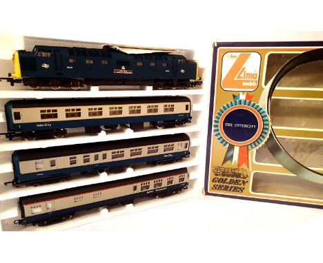 Lima OO scale Golden Series Intercity set; Blue Deltic 9006 The Fife &amp; Forfar Yeomanry and 3x blue/grey coaches. Excellen