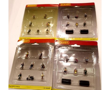 Four Hornby OO gauge figure sets R560 city people, two R561 people sitting, all new in packets. P&amp;P Group 1 (£14+VAT for 