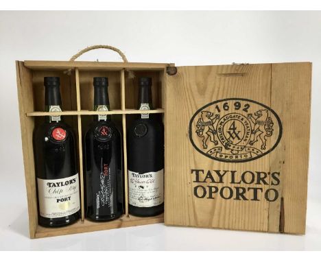 Port- three bottle presentation case of Taylor's including Chip Dry, First Estate and 10 Years Old